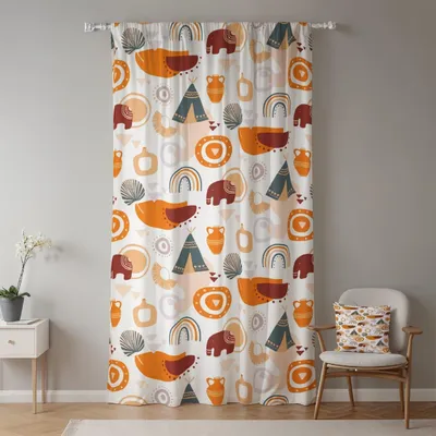 Obrázok produktu pre Závesy do detskej izby, štýl boho, motívy zvierat a dúhy, rozmer 135x175 cm