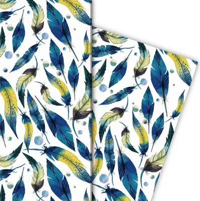 Produktbild von Elegantes Geschenkpapier mit Federn, weiß - G4877, 32 x 48cm