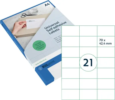 Produktbild von rillprint Universal-Etiketten 70 x 42,4 mm transparent 525 Etiketten