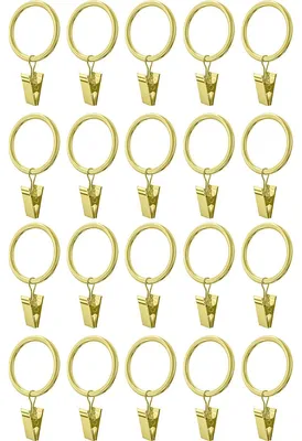 Produktbild von Fippy 20er-Pack Gardinenringe mit Clips, 38 mm Metall-Gardinenringe, Aufhängeringe für Gardinen und Gardinenstangen