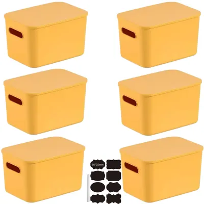 Obrázek produktu pro Sada 6 stohovatelných úložných boxů s víkem (žlutá, velká)