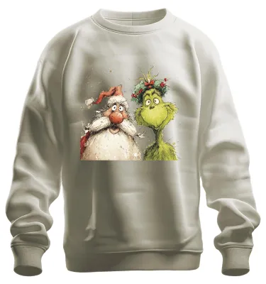Produktbild von Grinch Weihnachtsmann lustig Weihnachten Geschenk grün Kranz Sweatshirt Pullover, Natur, XXL