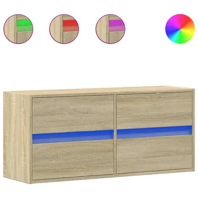 Zdjęcie produktu dla vidaXL Szafka wisząca pod TV z oświetleniem LED dąb sonoma 100x31x45 cm