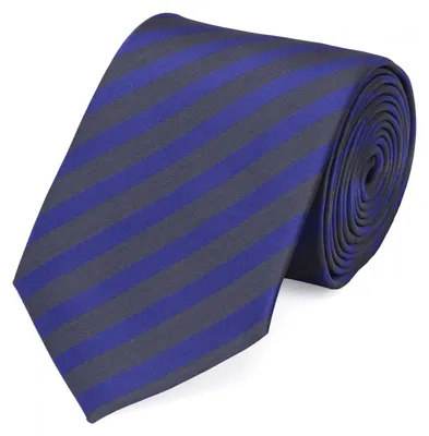 Produktbild von Fabio Farini - 1 Stück gestreifte Herren Krawatte - Tie mit Streifen in 6cm oder 8cm Breite Breit (8cm), Schwarz/Navyblau