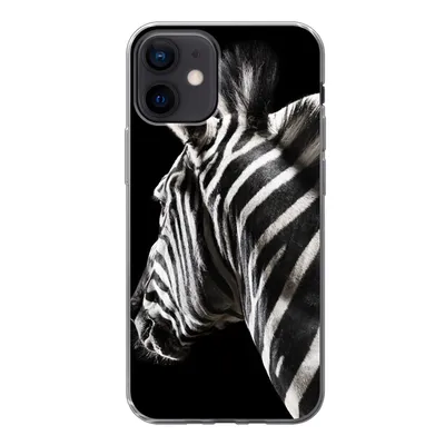 Produktbild von MuchoWow® Handyhülle Schutzhülle Hülle für iPhone 12 Zebra - Tier - Schwarz - Porträt Silikon Softcase Handy Hülle - Schutzhülle