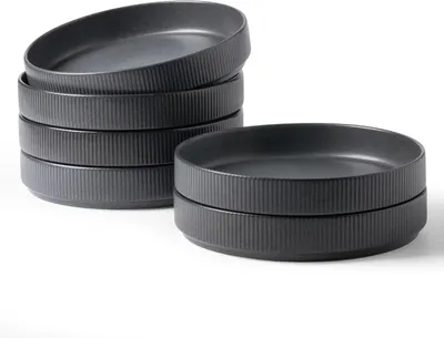 Image de Ensemble de bols à pâtes, 6 pièces, 21 cm, noir mat, pour la cuisine