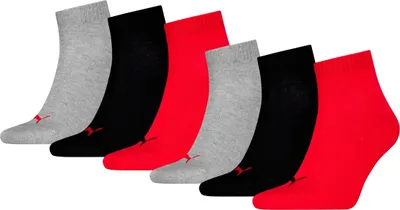 Produktbild von 6 Paar Uni Puma Quarter kurze Sportsocken in Schwarz Rot Größe 43-46