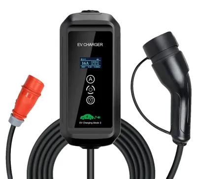 Immagine prodotto di Caricatore portatile per veicoli elettrici, potenza 11 kW, grado di protezione IP66, modello F1-T2-11KW, con connettore di tipo 2