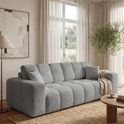 Produktbild von BroMARKT Sofa mit Schlaffunktion NEBU 200x145 cm Klappsofa mit Bettkasten Grau