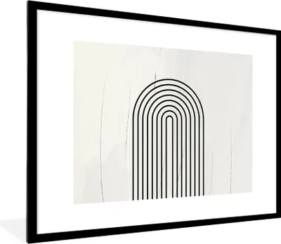 Produktbild von MuchoWow® Gerahmtes Poster Kunst - Schwarz - Weiß - Abstrakt 80x60 cm - Poster mit Schwarzem Bilderrahmen Wandposter Rahmen Foto Bilder - Schlafzimmer-Dekorationen - Fotoposter