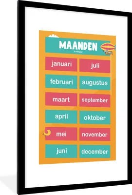 Produktbild von MuchoWow® MuchoWow® Gerahmtes Poster Kinderzimmer - Monate - Bildung - Mädchen - Kinder - Kind - Kindheit 60x90 cm - Poster mit zchwarzem Bilderrahmen - Dekoration - Wandposter Wohnzimmer - Hochwertig
