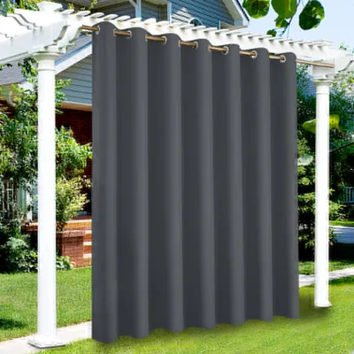 Image de Topchances Lot de 2 rideaux surdimensionnés Indoor Outdoor Rideau extérieur 254*242cm(l x h), Coupe-vent Hydrofuge Protection solaire Protection UV pour jardin Patio Balcon, Gris foncé