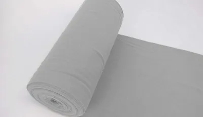Produktbild von Bündchenstoff LUC Hell Grau, Uni 270 g/m², Strickschlauch glatt/fein, 35 cm breiter Schlauch, 25 cm lang, Meterware