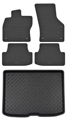 Image de Tapis en caoutchouc + bac de coffre pour Audi A3 8V 2012-2020 (avec roue de secours, 5 portes) – 5 pièces, noirs, sur mesure