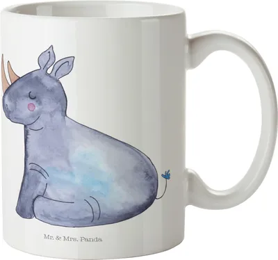 Produktbild von Mr. & Mrs. Panda Campingbecher Einhorn Nashorn - Weiß - Geschenk, Pott, Haferl, Mehrwegbecher, Zoo, Witzig, Kinderbecher, Regenbogen, Lustig, Plastikbecher, Nashörner