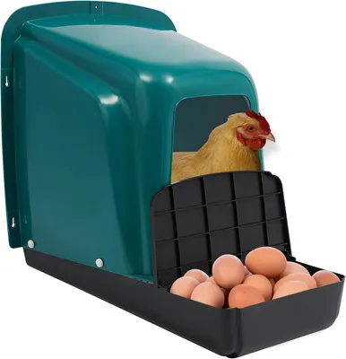 Imagen del producto de Nido para gallinas, de plástico, 46,5 x 39 x 41,5 cm, con sistema de recogida de huevos para gallineros