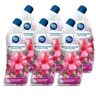 Produktbild von Ambi Pur WC Aktiv Reiniger Gel Pink Hibiskus & Rose 750ml (6er Pack)