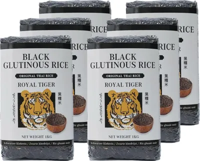 Produktbild von Royal Tiger schwarzer Klebreis, 6x 1kg Beutel, Klebereis aus Thailand