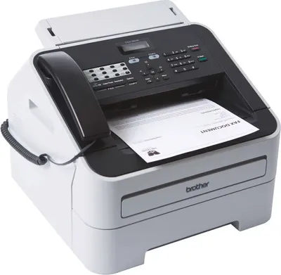 Produktbild von Brother FAX-2845 Laserfax mit Telefonhörer