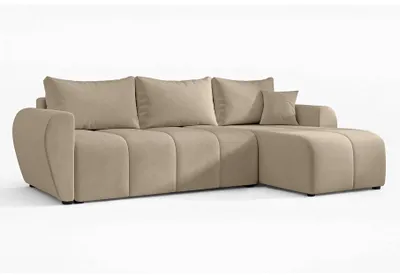 Image de AX LIVING Canapé d'angle avec fonction sommeil Malatya L Mini canapé marron clair D