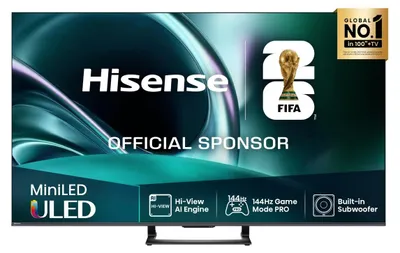 Obrázek produktu pro Hisense 50" U7Q, 4K Ultra HD 3840x2160, ULED, FALD, Quantum Dot, 144Hz, IPS, HDR 10+, HLG, Dolby Vision IQ, Dolby Atmos, Smart TV, WiFi 5GHz, WiFi Direct, BT, Anyview Cast, 4xHDMI, 2xUSB, LAN, CI+, DVB-T2/C/S2, černá