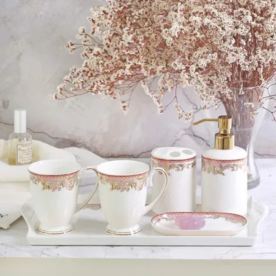 Immagine prodotto di Set di accessori da bagno in Vetroceramica, composto da 6 pezzi