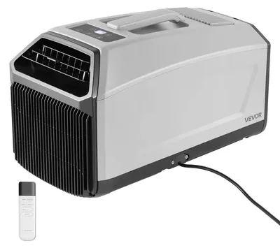 Obrázok produktu pre VEVOR Prenosná klimatizácia 440W, 3340 BTU, mobilné klimatizačné zariadenie s výfukovým hadicou, diaľkové ovládanie, 24-hodinový časovač, klimatizácia na kempovanie s prietokom vzduchu 150 m³/h, vhodná pre obytné prívesy, stany, nákladné vozidlá, farba: tmavosivá