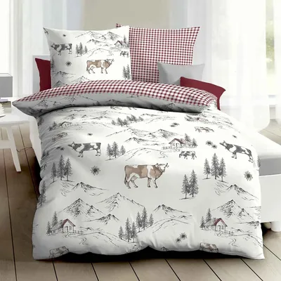 Produktbild von Traumschlaf Biber Bettwäsche Allgäu rot 155x220 cm + 80x80 cm