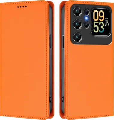 Immagine prodotto di Custodia in pelle per Oukitel C62 / C62 Pro, custodia a libro magnetica in Finto cuoio con supporto, arancione