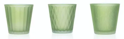 Produktbild von SANDRA RICH, 3x Teelichtglas "LUMIÉRE" Windlicht 7,5cm MATT HELLGRÜN