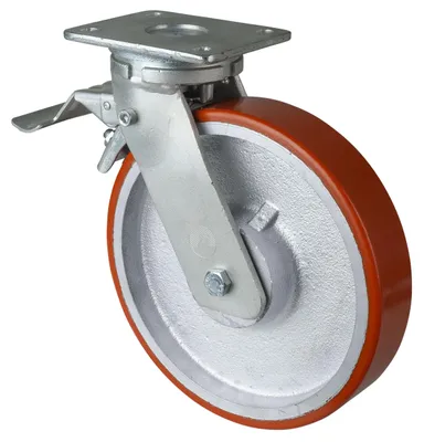 Produktbild von BS Rollen Lenkrolle RR120.C10.250 mit Feststeller Durchmesser 250mm Tragfähigkeit 1300kg Platte 138x110mm - RR120.C10.250