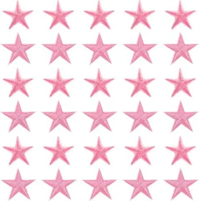 Productafbeelding van Famanu Mini-sterrenpatches, 30 stuks, geborduurd, ideaal voor reparatie of decoratie – Roze