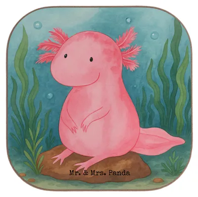 Produktbild von Mr. & Mrs. Panda Untersetzer für Gläser Axolotl Niedlich Design - Weiß - Geschenk, Freundin, Molch, Weisheit, Fröhlich, Glas, Tischuntersetzer, Holzuntersetzer, Coaster