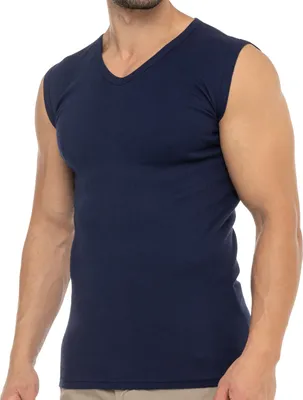 Produktbild von Celodoro Herren Business Muskelshirt V-Neck (1 Stück) Feinripp Top - Marine L