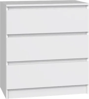 Produktbild von Kommode weiß mit drei Schubladen, Schlafzimmer Flur kleiner Nachttisch, Schrank, Sideboard, Highboard, Breite 70 cm Höhe 75cm
