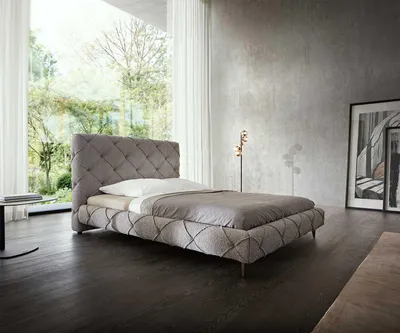 Produktbild von DELIFE Polsterbettgestell Nayara 140x200 cm Bouclé Silbergrau