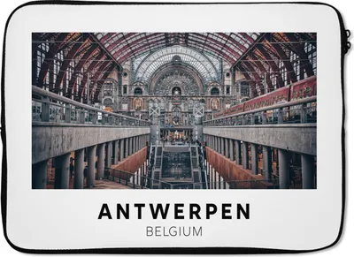 Produktbild von MuchoWow® Laptop Hülle 14 ZollAntwerpen - Belgien - Architektur Laptoptasche - Laptoptasche - Stoßsicher - Schutzhaube