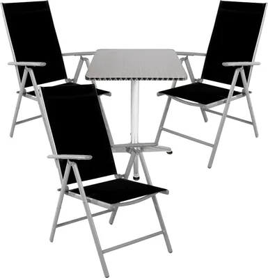 Produktbild von Bistrogarnitur 4-teilig Aluminium - Textilen / Schwarz