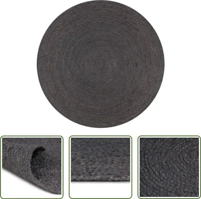 Produktbild von The Living Store Teppich Handgefertigt Jute Rund 120 cm Dunkelgrau
