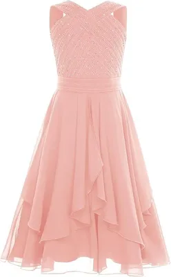 Produktbild von Mädchen Chiffon Abendkleid mit Strasssteinen Gr. 140 – Elegantes festliches Kleid für Hochzeit, Abschluss, Taufe, Kommunion, Geburtstag & Party