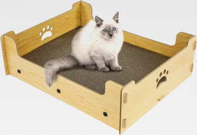 Produktbild von Kratzpappe für Katzen Groß XXL Haus, Kratzlounge Katze Pappe，Katzen Kratzbrett Kratzmatte Katze aus Hochwertiger Wellpapier & Holz 48,5x40x15,5cm Geschenk für Katzenliebhaber