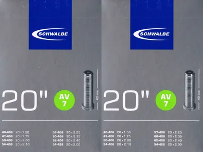 Produktbild von 2x Schwalbe AV 7 Schlauch 20 " 406 Ventil: Auto Schrader AV7 Autoventil BMX 20"