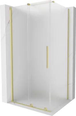 Produktbild von Mexen Velar Duschkabine schiebbar 140 x 100 cm, Frost, gebürstet Gold - 871-140-100-31-55