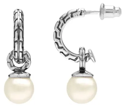 Immagine prodotto di Orecchini a cerchio da donna Bibei, con perla, in argento sterling 925, modello BIPE036