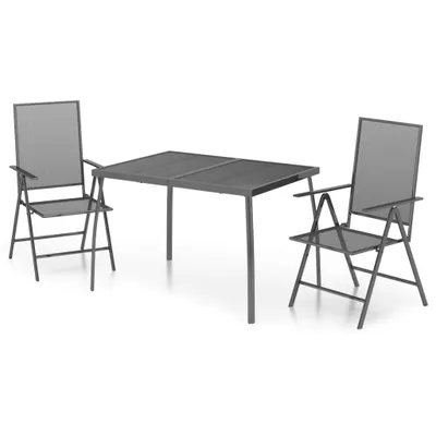 Image de Ensemble à manger de jardin 3 pcs anthracite acier