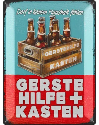 Produktbild von LANOLU Retro Blechschild Gerstehilfe Kasten 30x40cm