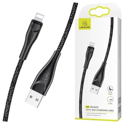 Obrázek produktu pro Usams Pletený Kabel U41 Lightning 3M 2A Černá/Černá Sj397Usb01 (Us-Sj397) Rychlé Nabíjení