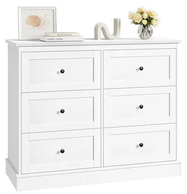 Immagine prodotto di Comò in legno - Comò alto a 6 cassetti - Stile moderno e minimalista - Per camera da letto, soggiorno e ingresso - 108x87x40 cm - Bianco