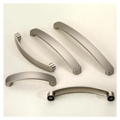 Produktbild von 6 Möbelgriffe 96mm Lochabstand Schrank- und Küchengriffe aus gebürstetem Nickel