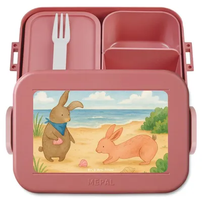 Produktbild von Mr. & Mrs. Panda Bento Box Hasen Muschel Design - Rot Pastell - Geschenk, Urlaub, Vesperbox, Freundin, Bruder, Bentobox, Lunchbox, Strand, Lebensmittelbehälter, Snackbox